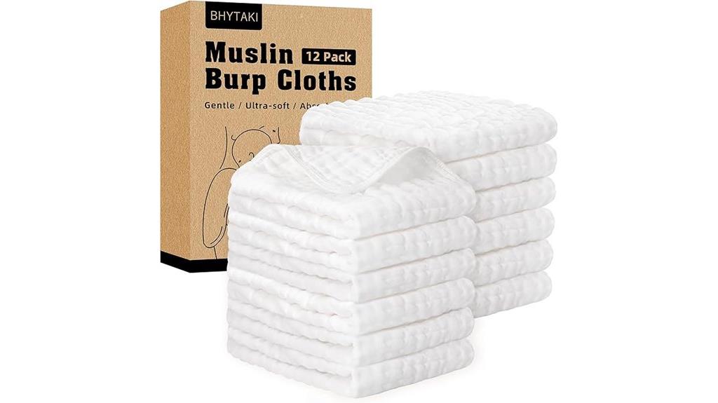 12 pack muslin baby burp cloths