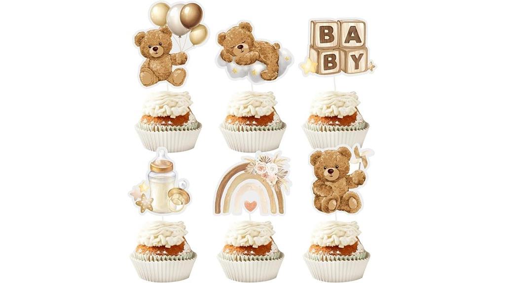 bear themed cupcake toppers