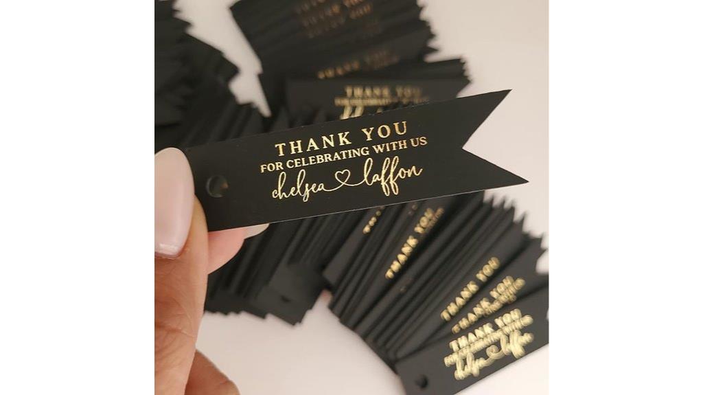 black gold foil tags