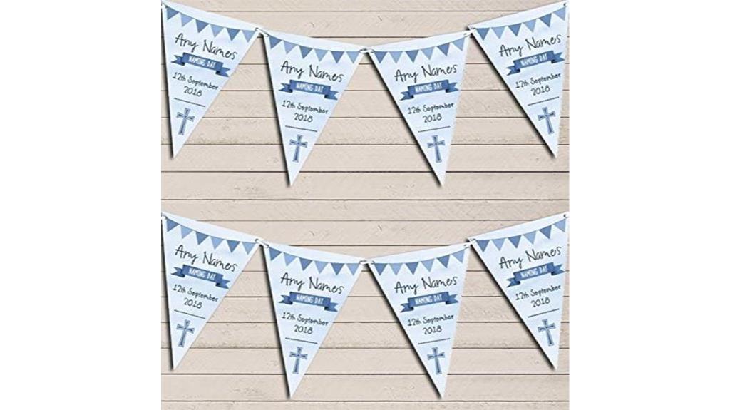 blue watercolour christening banner
