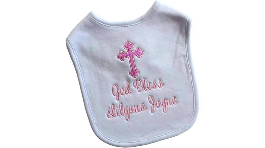 christening glitter cross bib