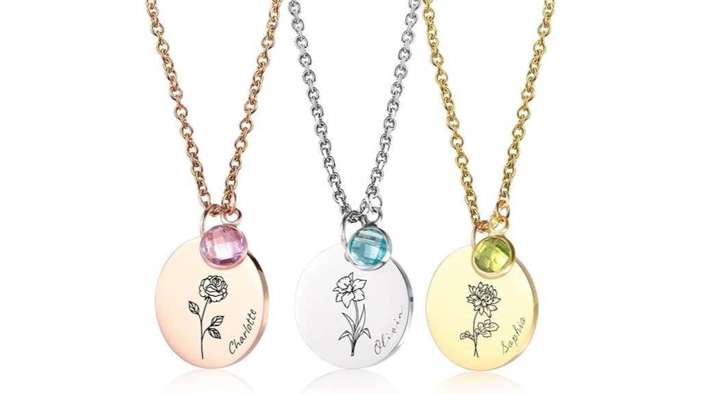 custom birth flower necklace