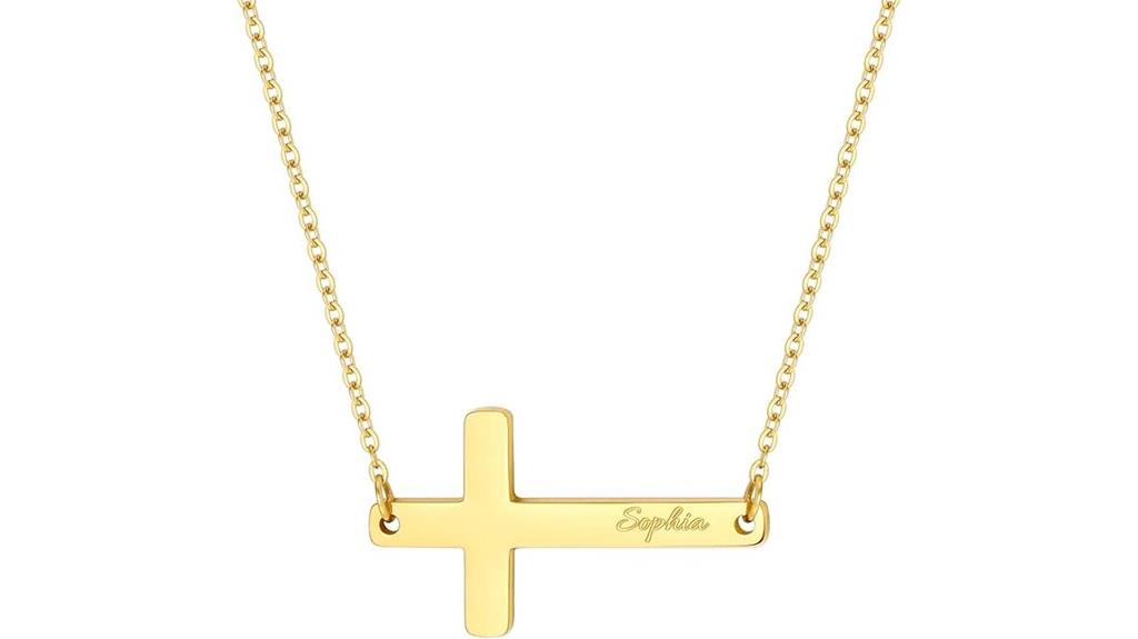 custom cross name necklace