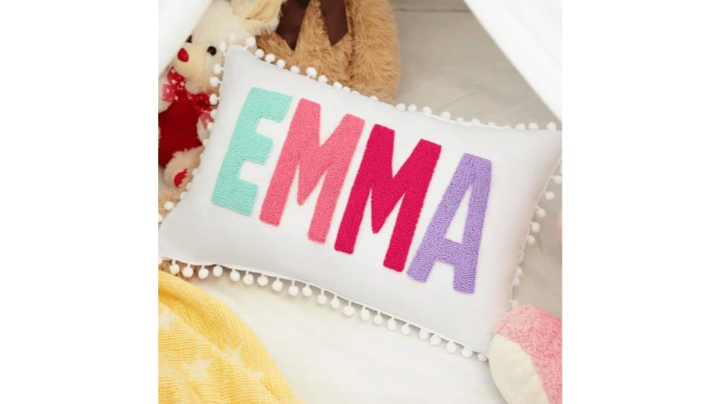 custom name embroidered pillow