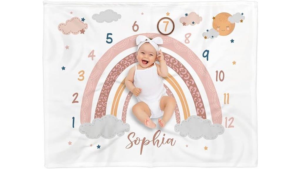 custom rainbow floral baby blanket