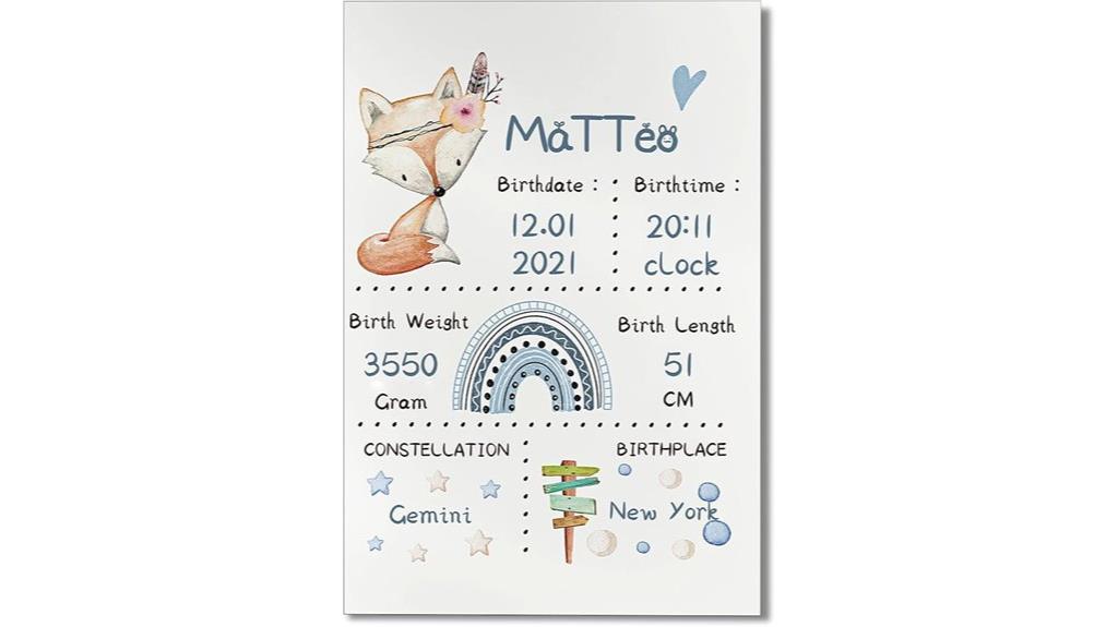 customized baby birth canvas