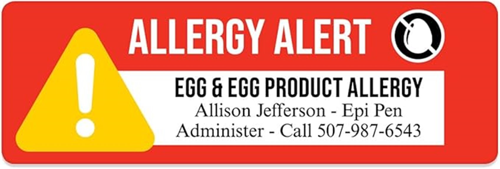 egg allergy medical labels