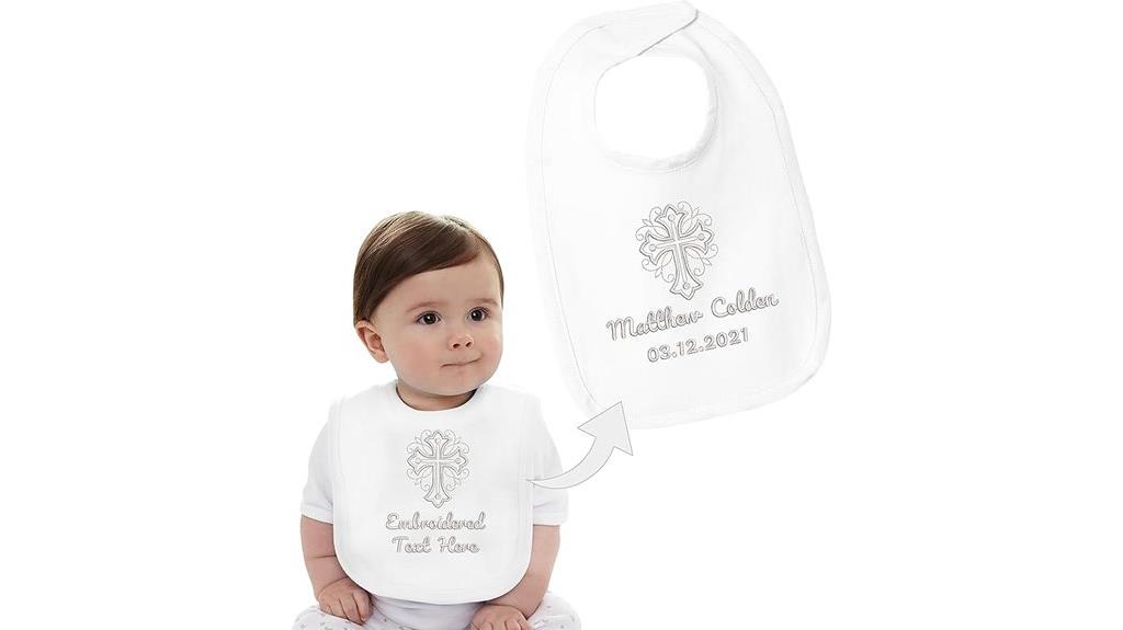 embroidered baby christening bib