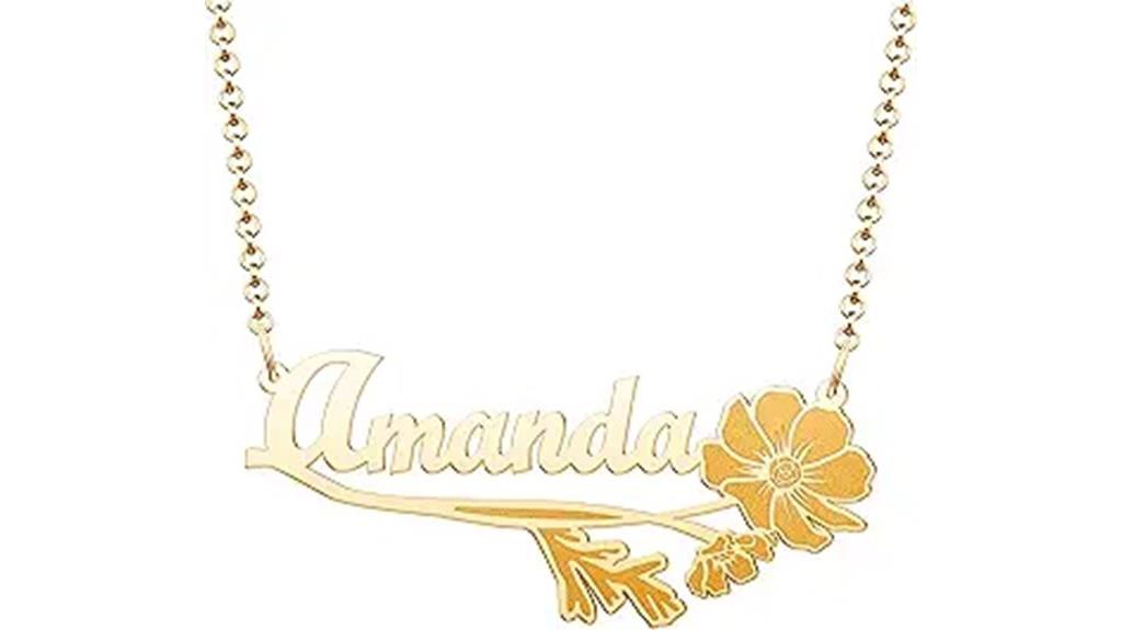 floral custom name necklace
