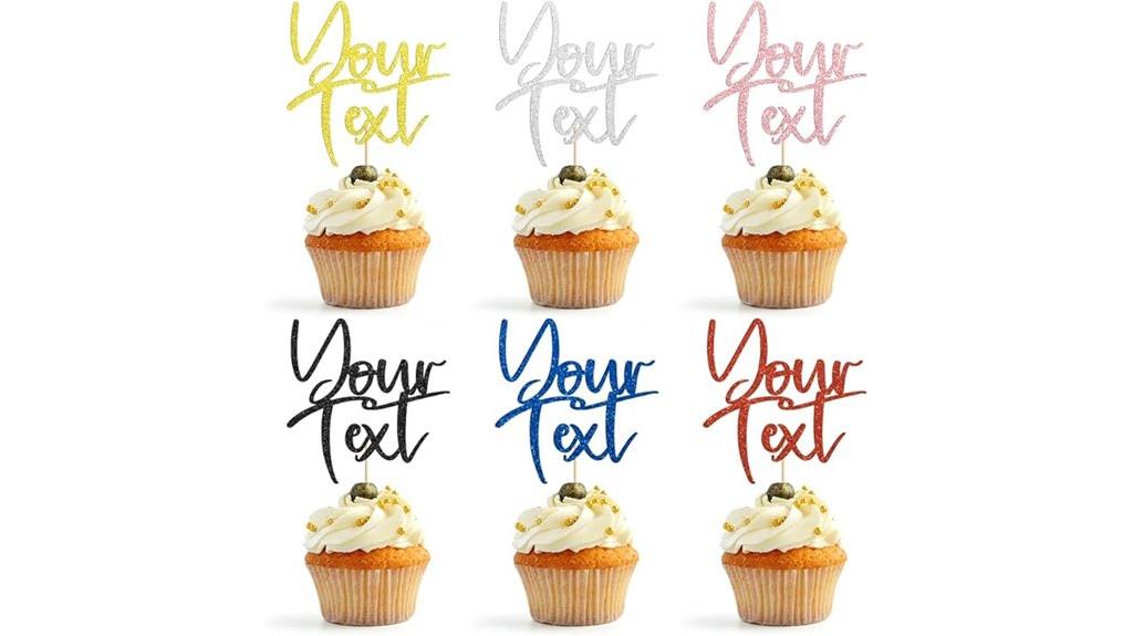 glitter personalized cupcake toppers
