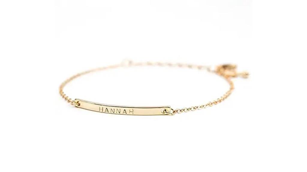 gold name bar bracelet