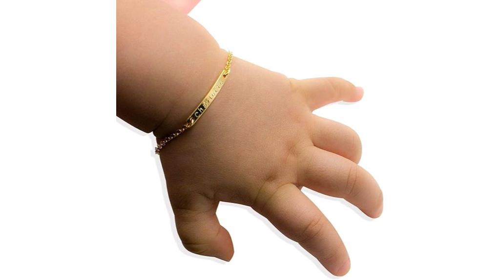 gold plated baby name bracelet