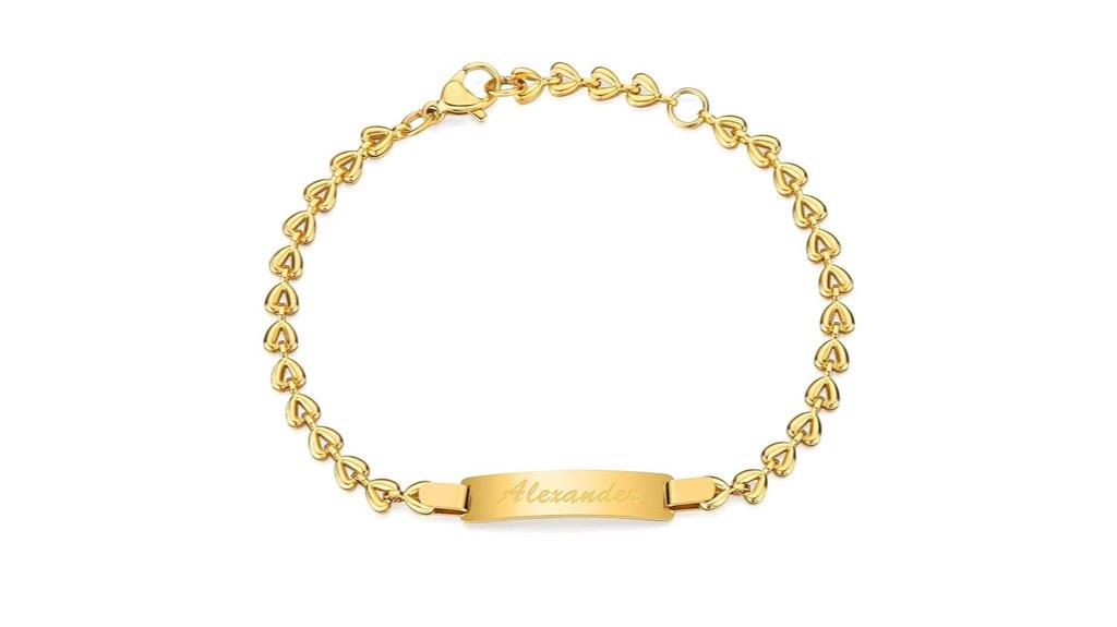 gold plated baby name bracelet