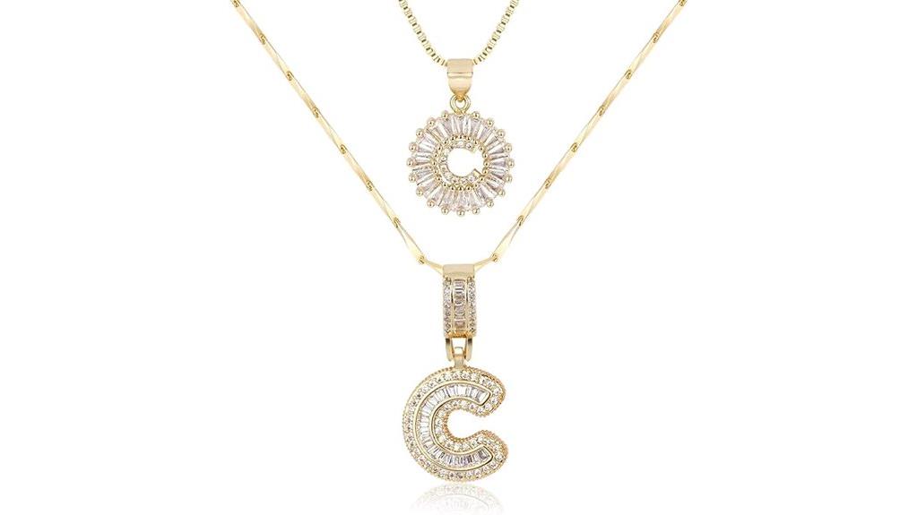 gold plated letter necklace