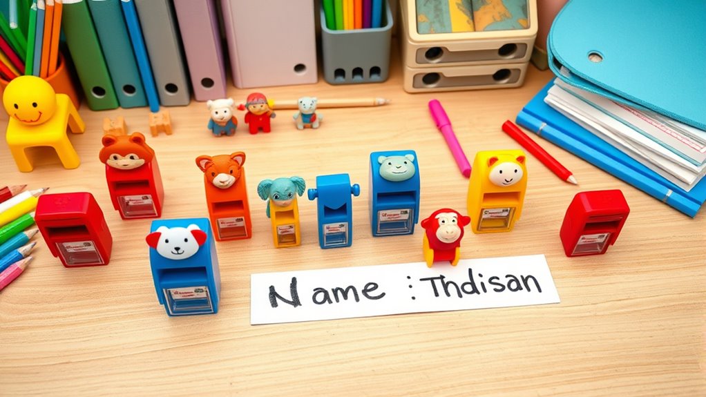 kids self inking name stamps