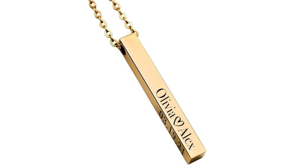 personalized 3d bar necklace
