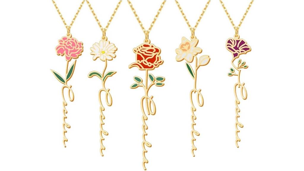 personalized birth flower necklace