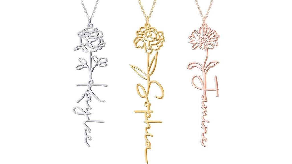personalized birth flower necklace