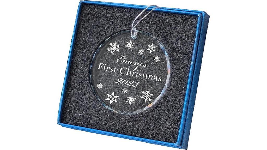personalized crystal christmas ornament