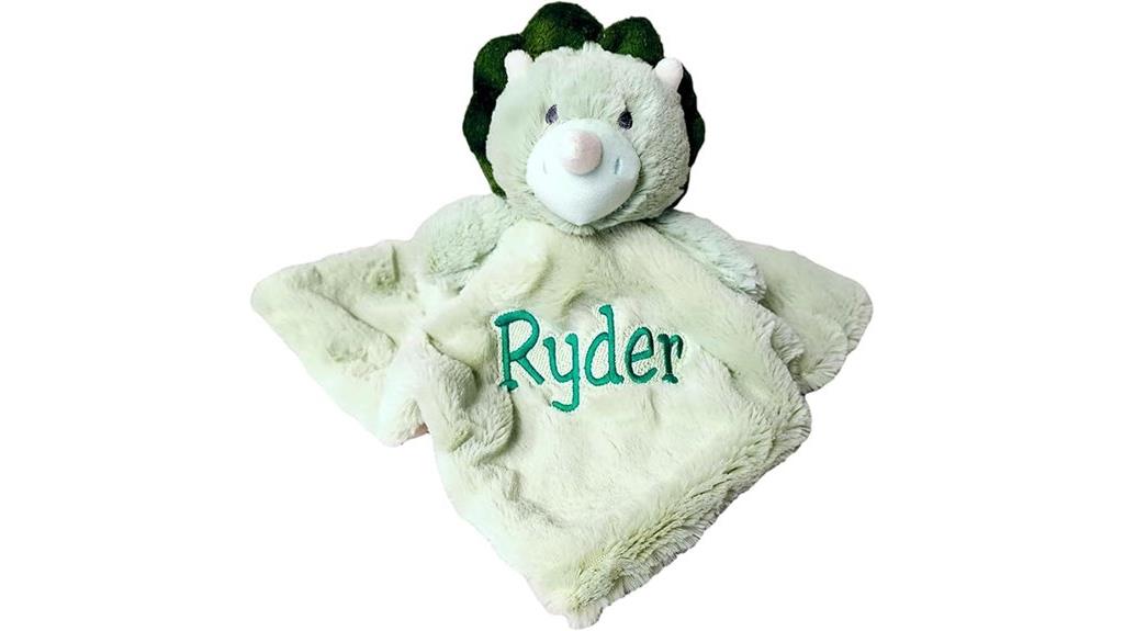 personalized dinosaur lovey blanket