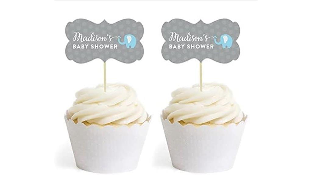 personalized elephant cupcake toppers