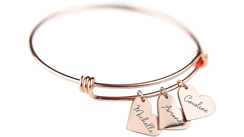 personalized engraved heart bracelet