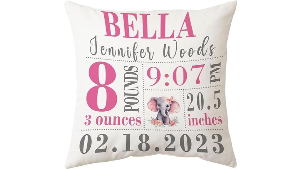 personalized girl birth pillow