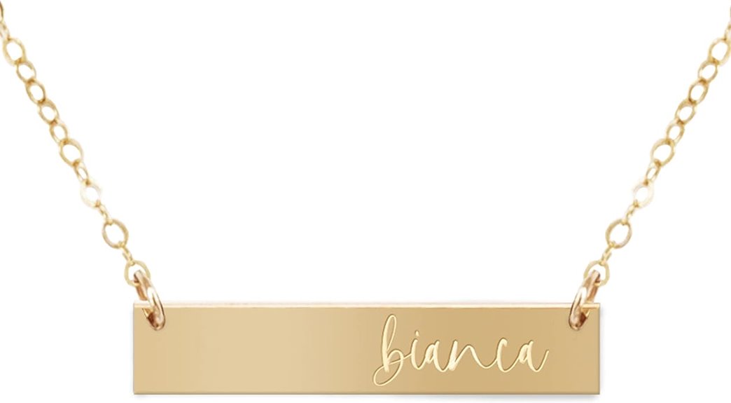 personalized gold bar necklace
