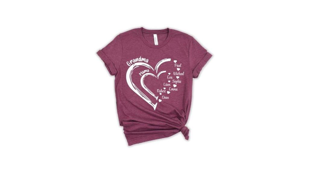 personalized grandma heart shirt