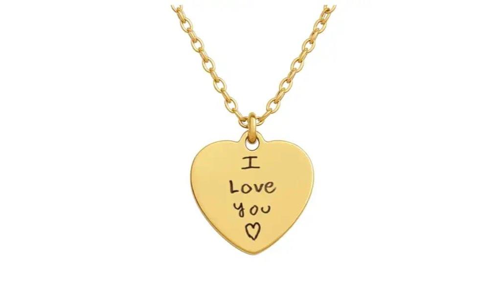 personalized handwriting heart necklace