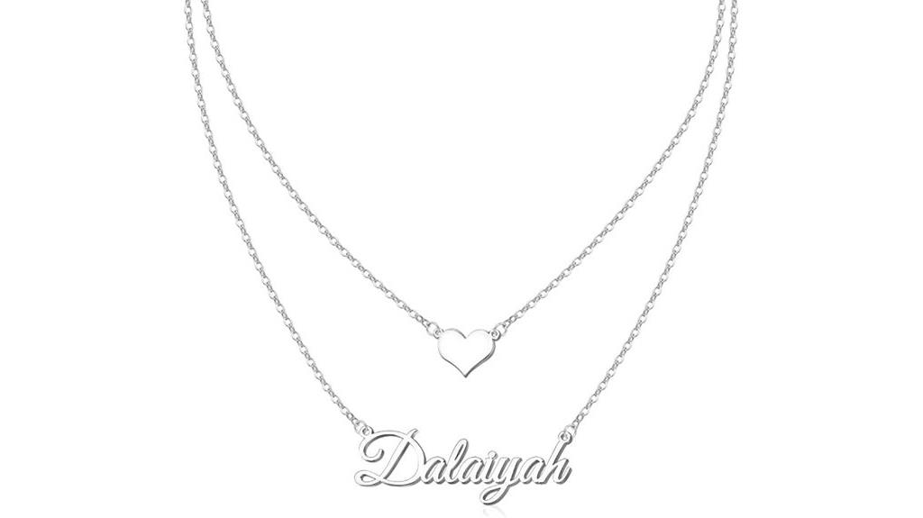 personalized heart layered necklace