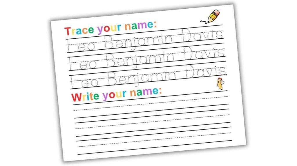 personalized name tracing practice