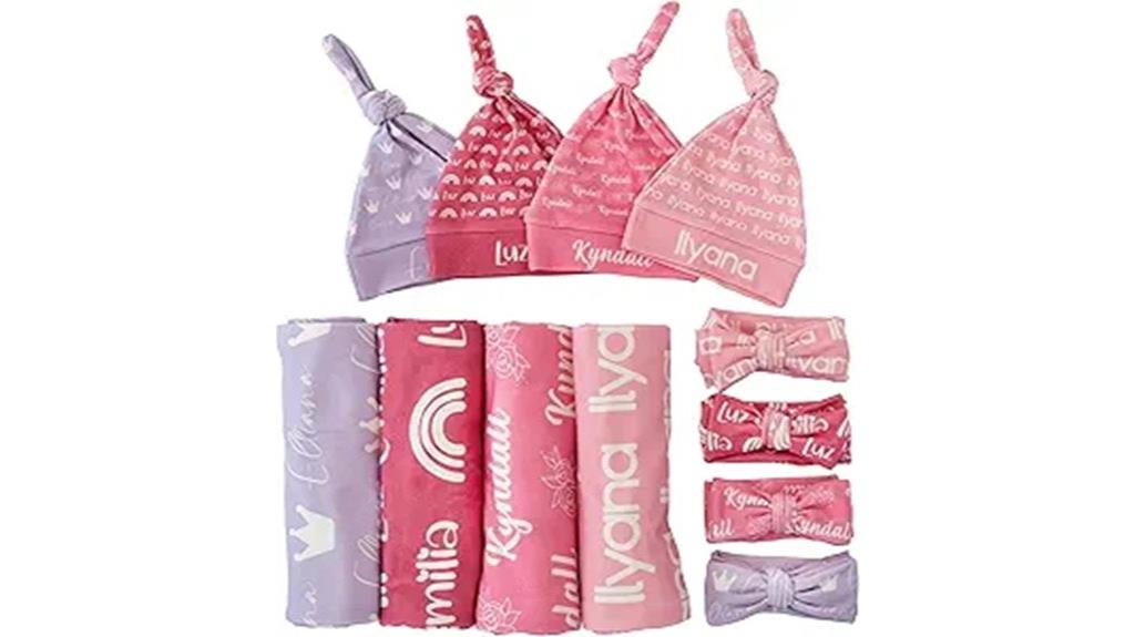 personalized newborn swaddle set