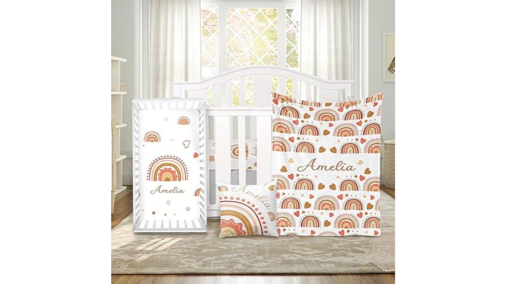 personalized rainbow baby bedding