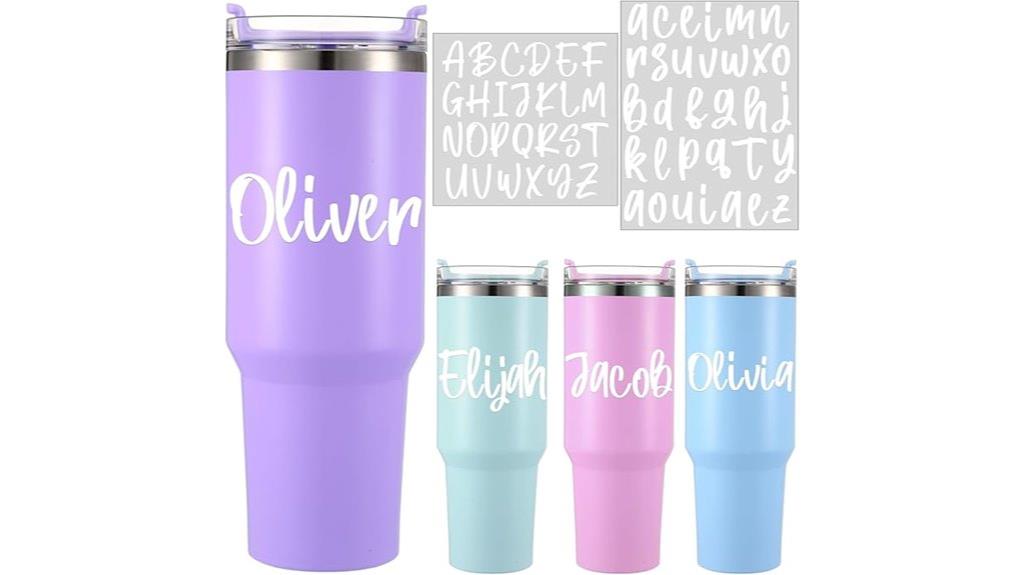 personalized tumbler letter stickers