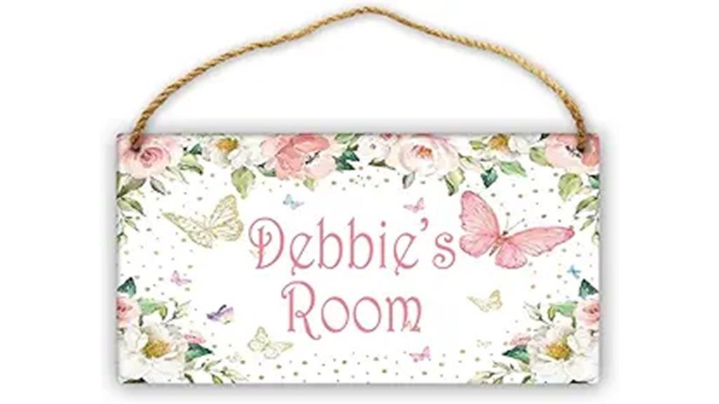 pink butterfly kids door sign