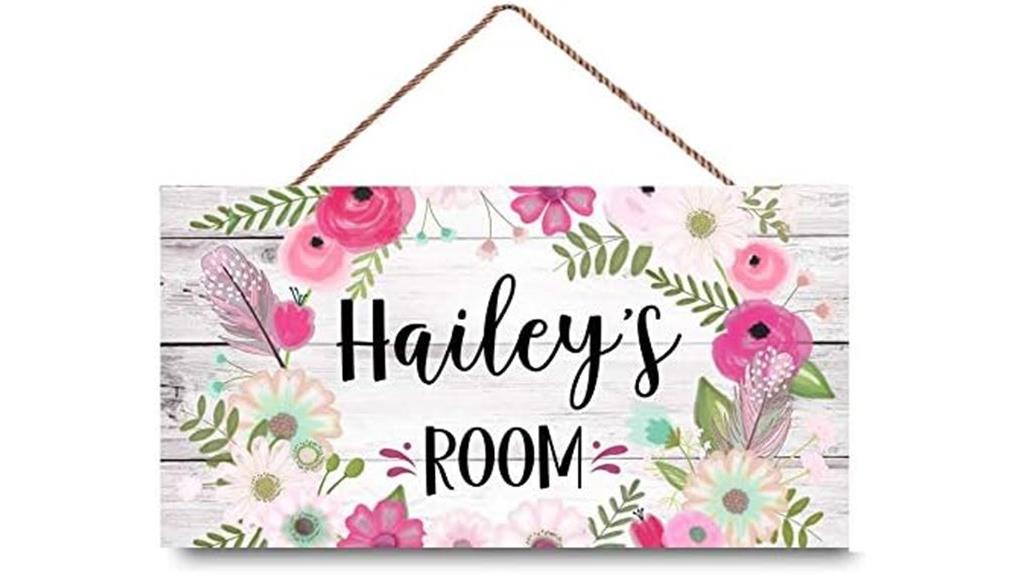 pink floral door sign