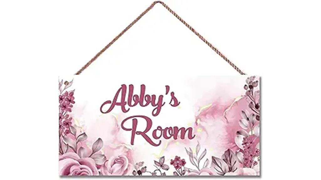 pink floral kids door sign