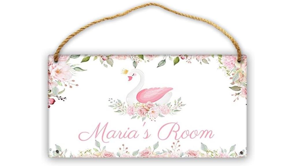 pink floral swan sign