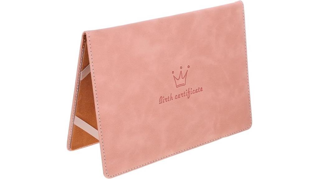 pink leather certificate cover