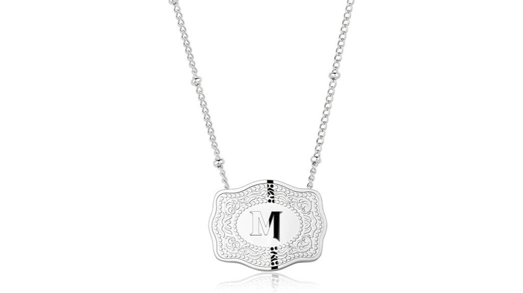 rhodium initial pendant necklace