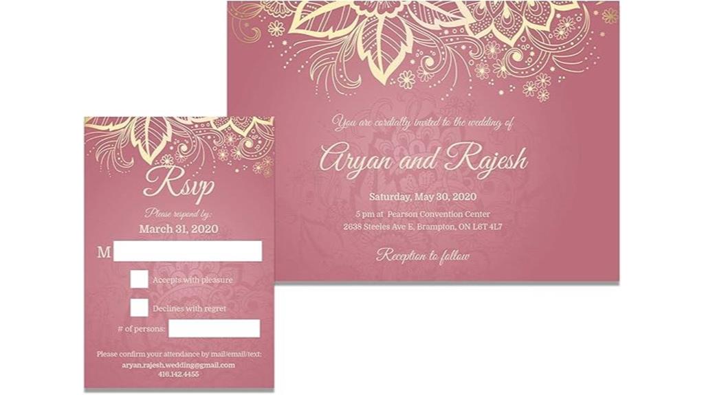 set of twenty five invitations