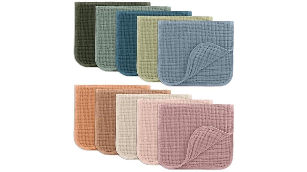 ten pack muslin burp cloths