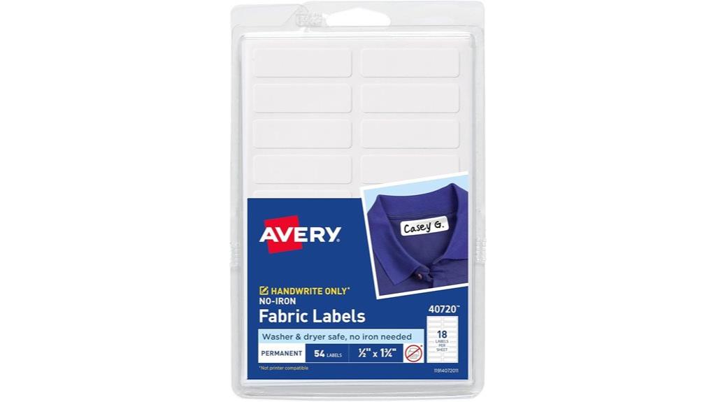 waterproof no iron fabric labels