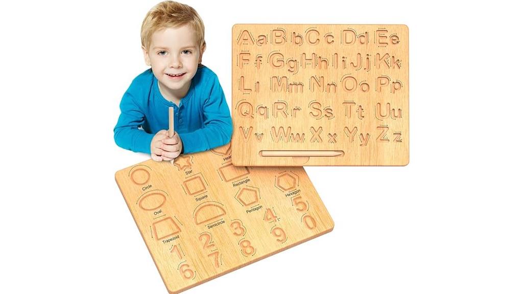 wooden alphabet tracing board