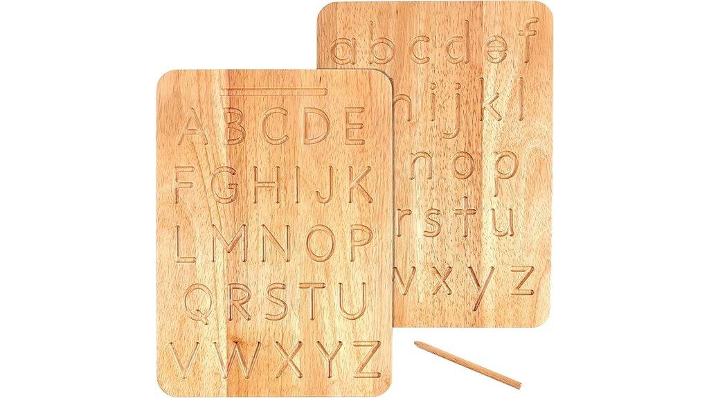 wooden alphabet tracing board