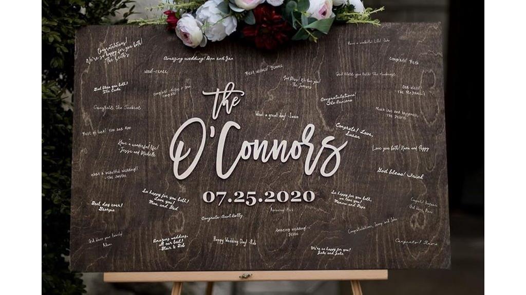 wooden square wedding guestbook
