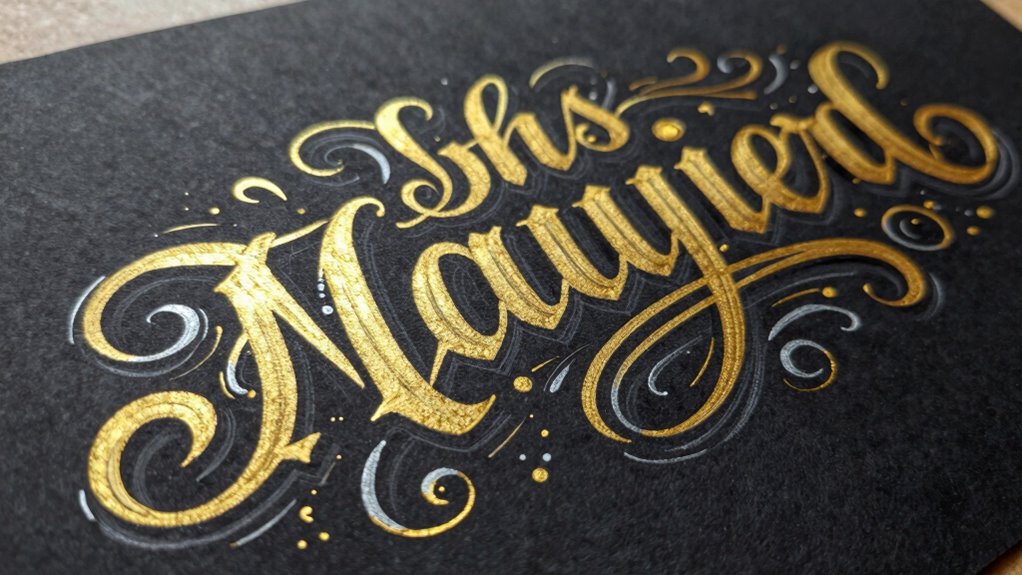 creative lettering with color contrast