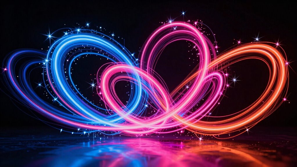 vibrant neon illuminated names