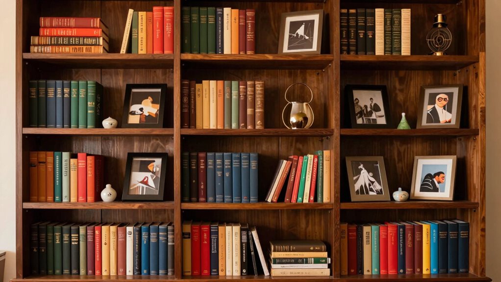themed decorative bookshelf integration
